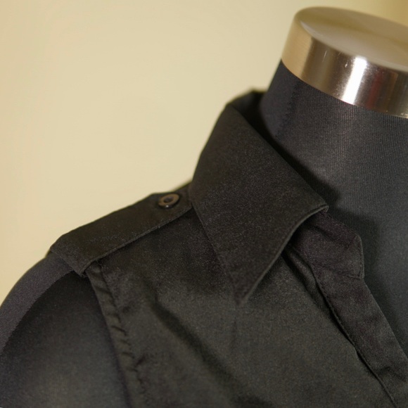 Sheer Stripe-Paneled Crepe Blouse - Picture 4 of 5